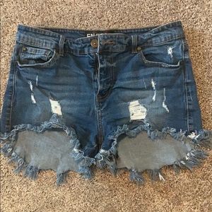 Distressed Denim Shorts